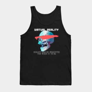 Virtual Reality VR Cyberpunk Digital skull Tank Top